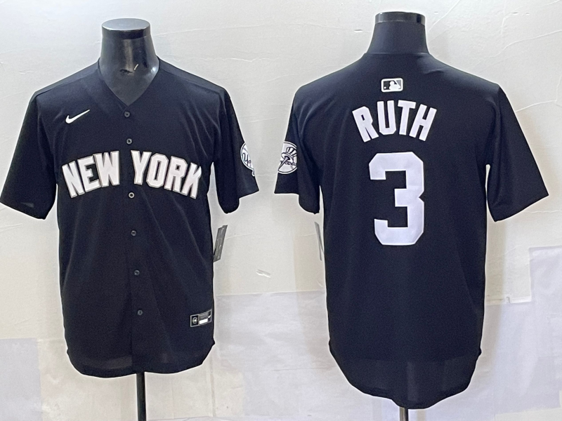Men 2025 New York Yankees #3 Ruth black Nike MLB Jersey style 725001->new york yankees->MLB Jersey